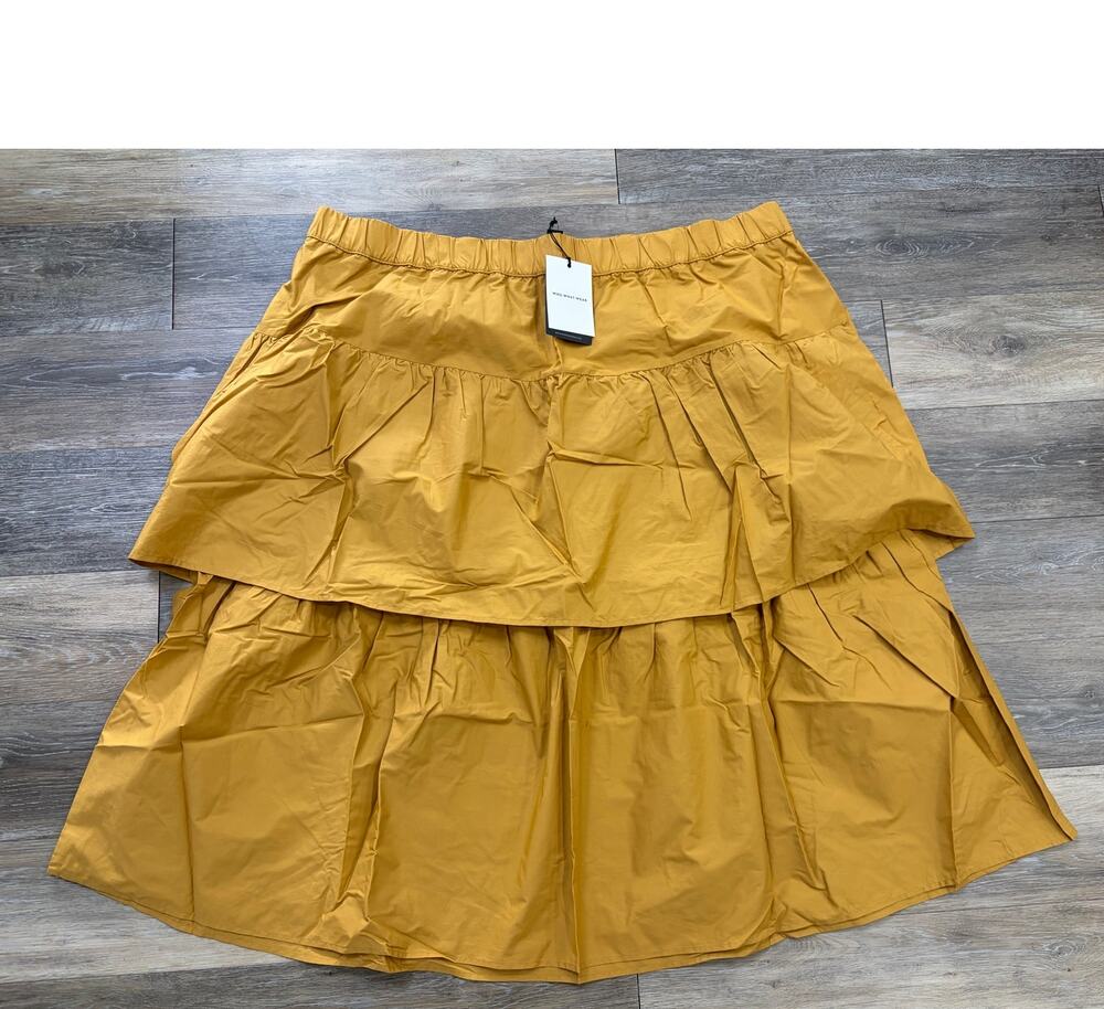 Who What Wear Mustard Tiered Midi Skirt 3X Cottagecore Fall Statement